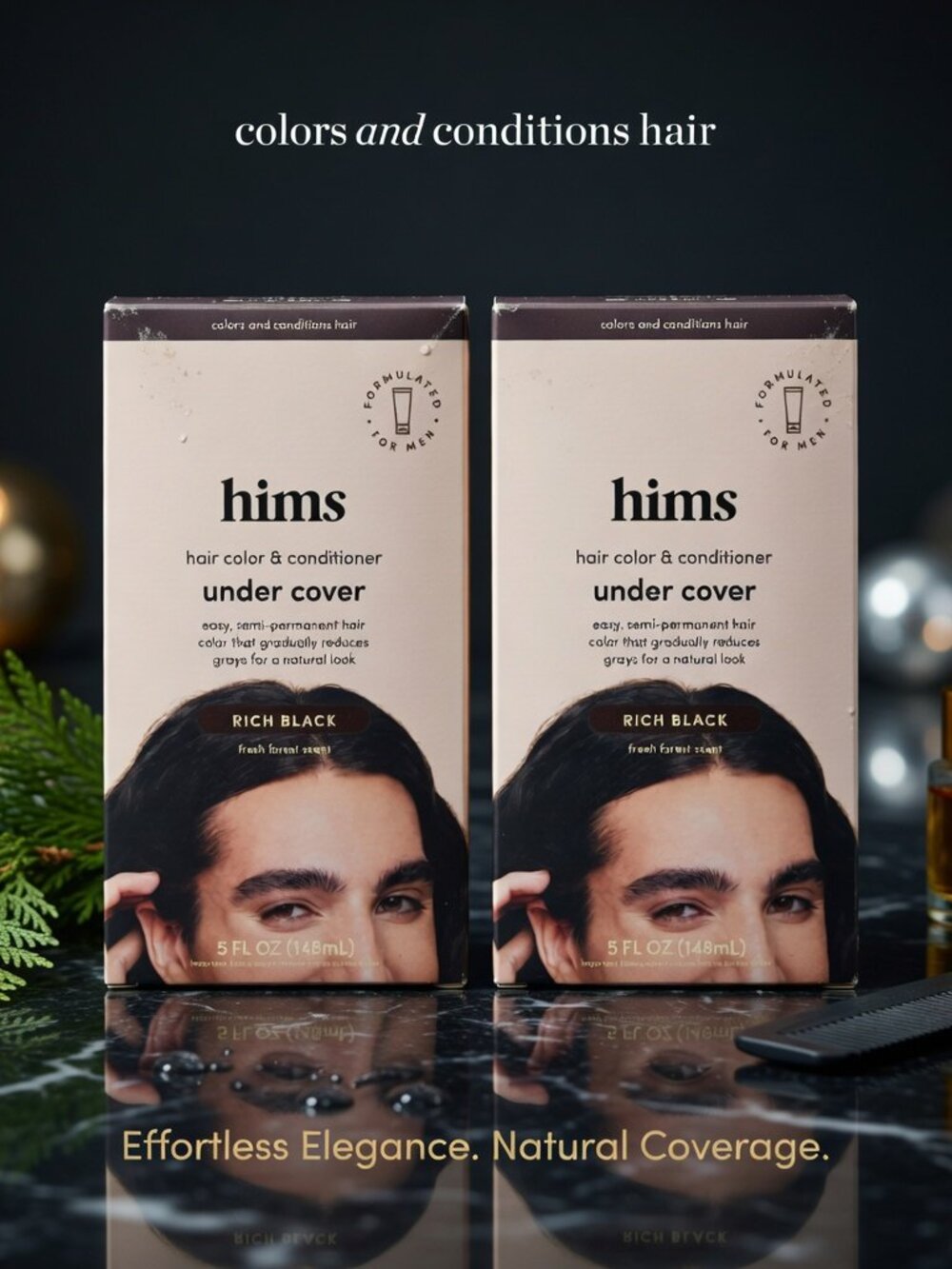 Hims Under Cover Hair Color and Conditioner Rich Black 5 oz Set of 2 NIB